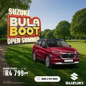 Red Suzuki Grand Vitara in front of trees and on the grass Red Suzuki Grand Vitara in front of trees and on the grass