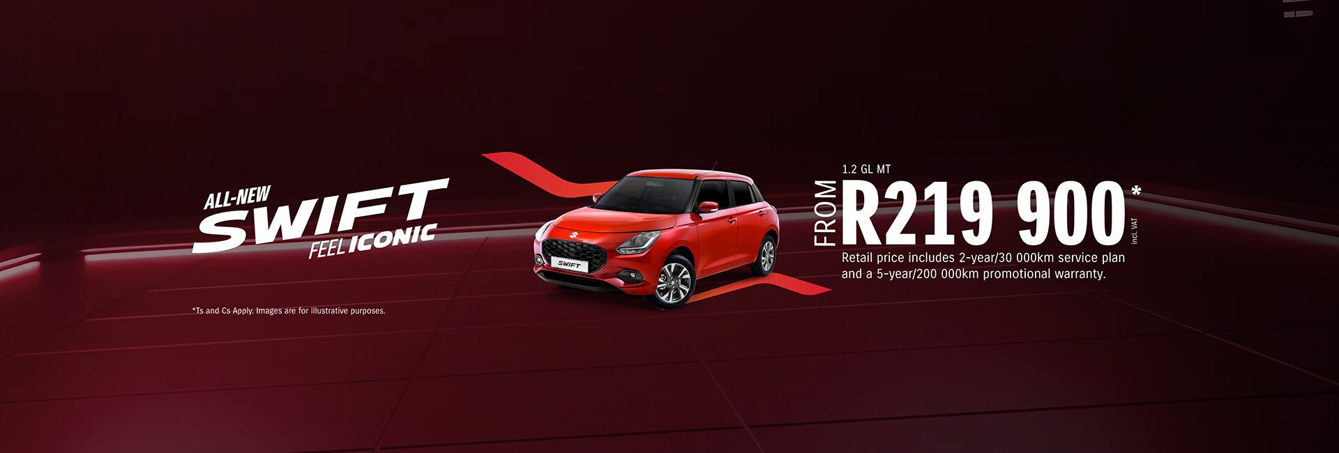 New Red Suzuki Swift 2024 - Retail Pricing - LP Header